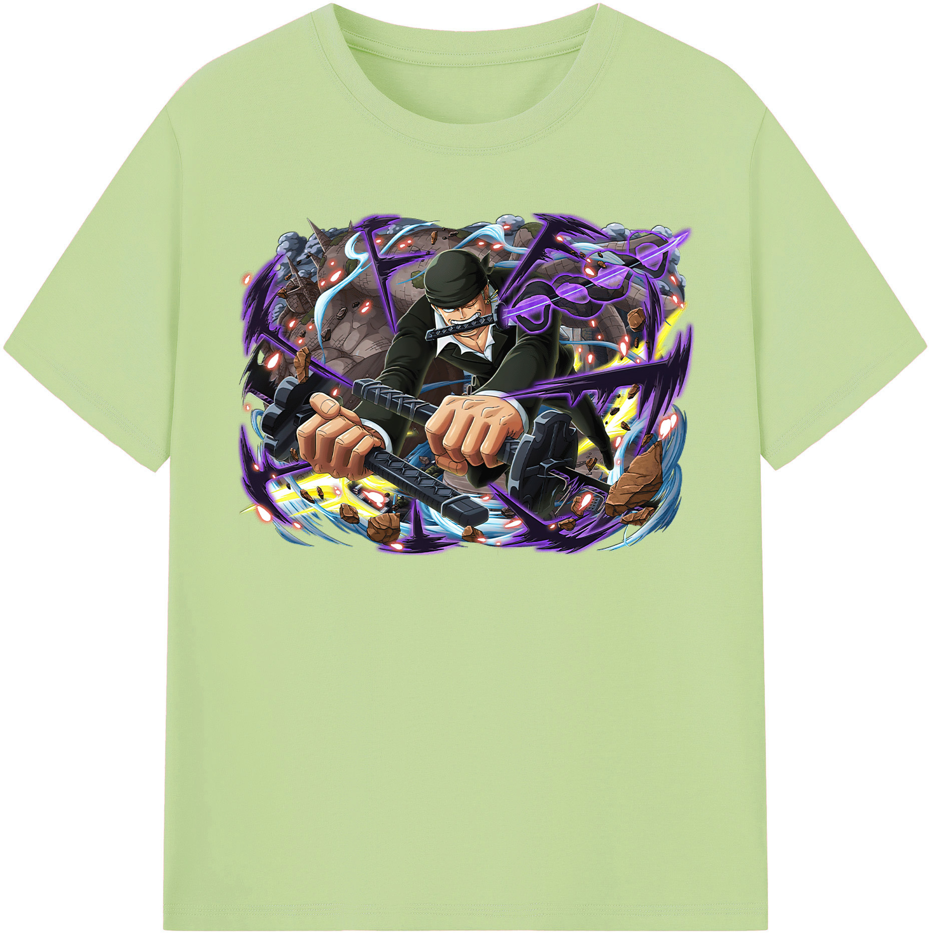 ワンピース ロロノア・ゾロ ONE PIECE Roronoa Zoro 綿100％半袖Tシャツ（フロントプリント）